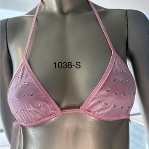 NUDE- JUST TO FLIRT EXOTIC DANCEWEAR RHINESTONE TOP- SMALL CUP/ONE SIZE